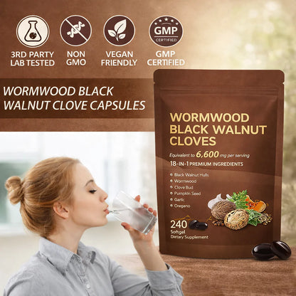 Wormwood Black Walnut Cloves | 18 in 1 Herbal Ingredients