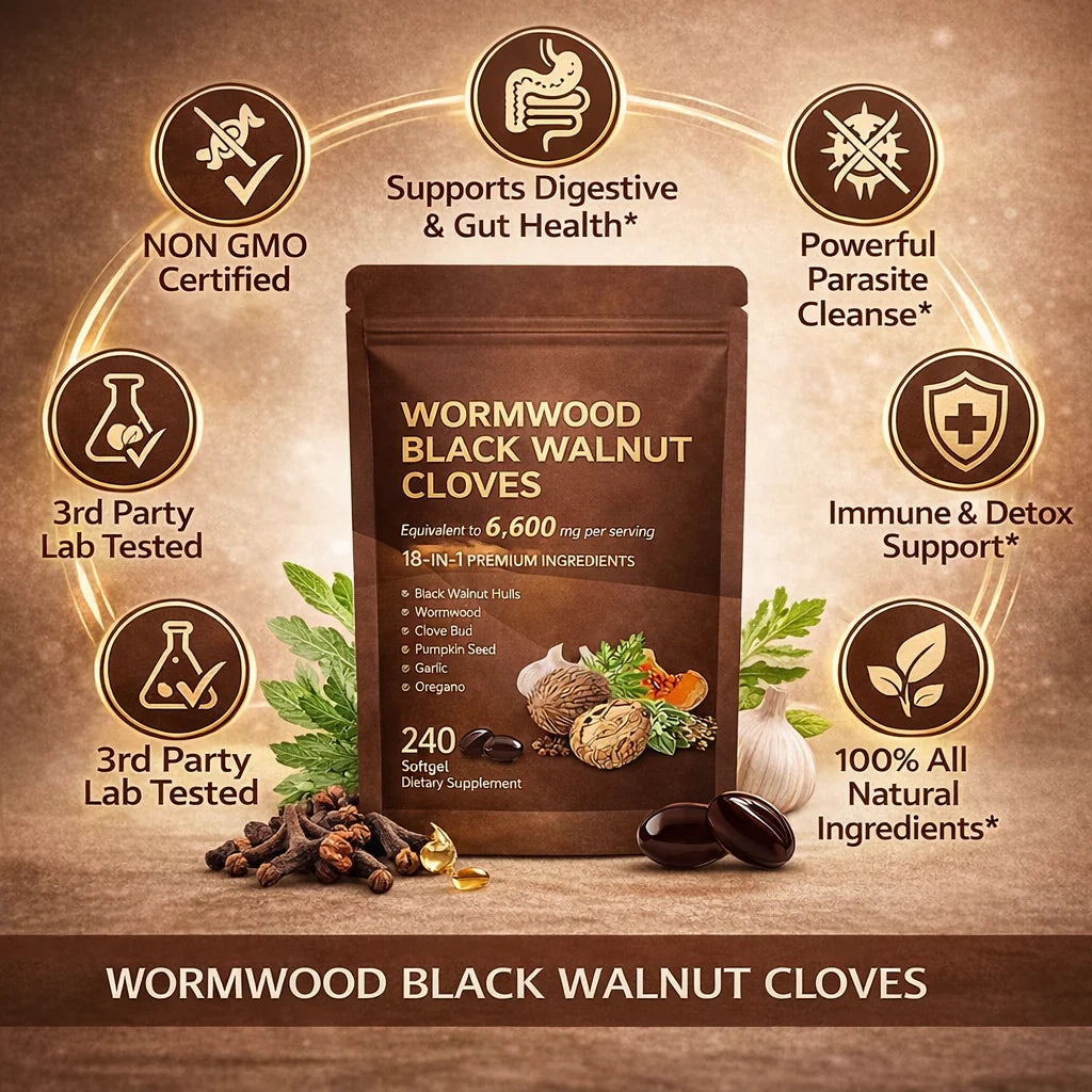 Wormwood Black Walnut Cloves | 18 in 1 Herbal Ingredients